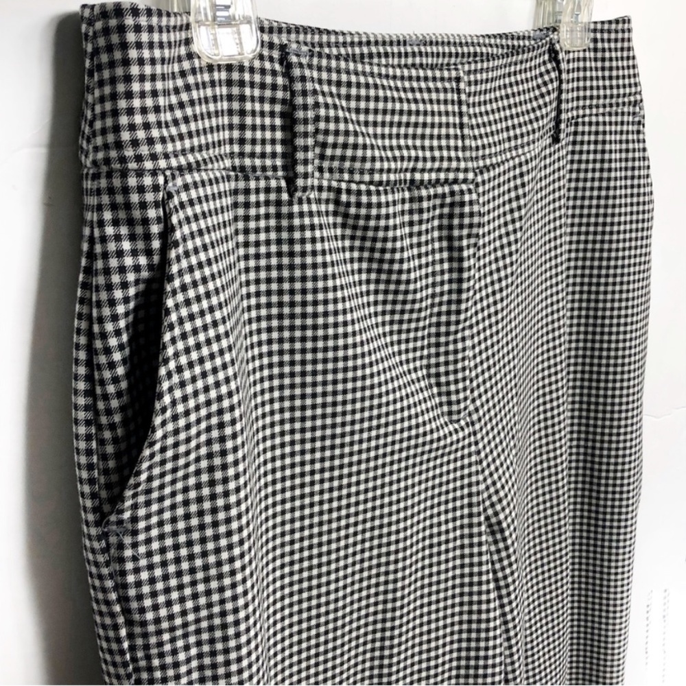 Joie High Rise Women's Pants Black White Gingham Plaid Career Ankle Crop size 10